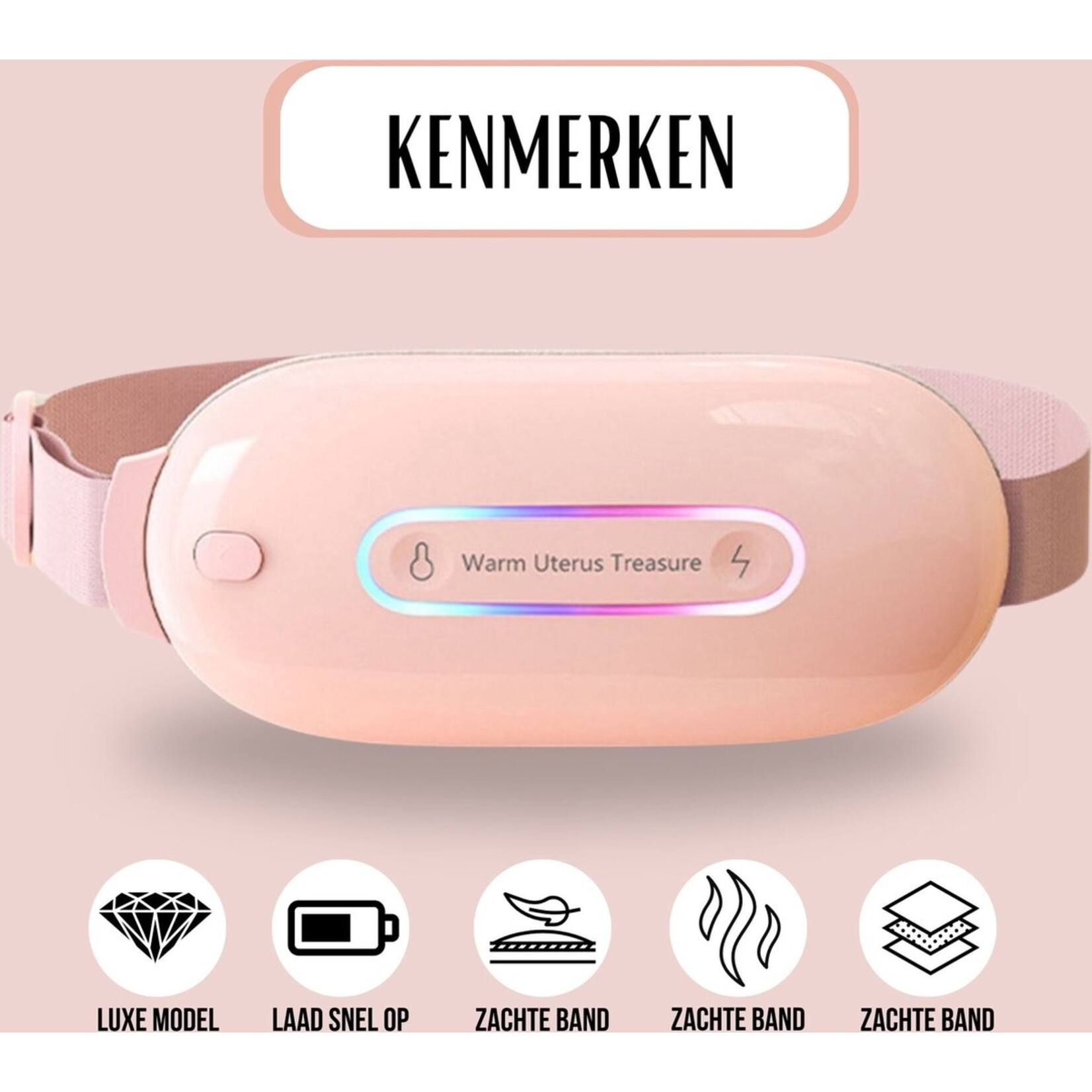 Massage Strap - Menstrual Pain Relief - Electric Jug - Pink