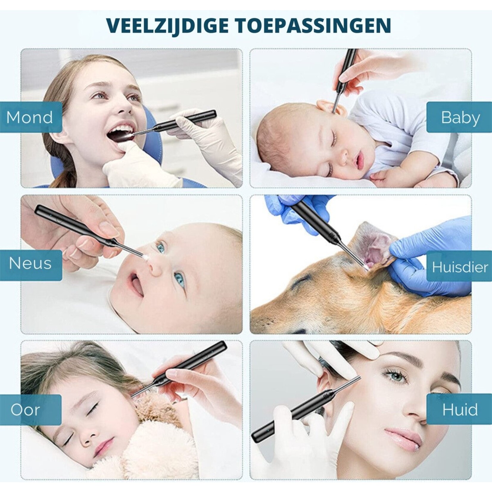 Earwax remover - With Camera - With HD Camera, Lamp & App - 1080P - Black