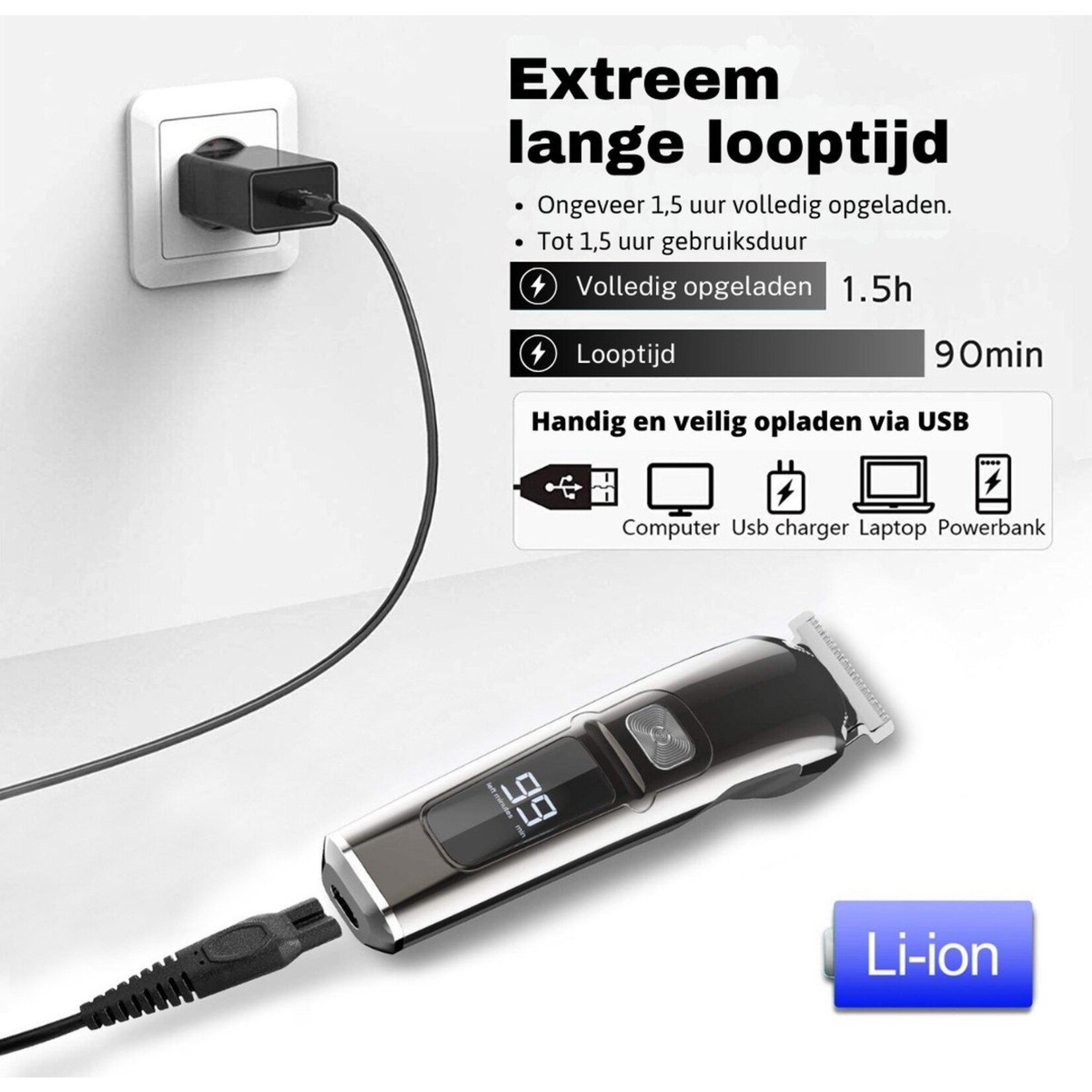 Professionele Tondeuse – Bodygroomer - Mannen – Baardtrimmer - Zwart