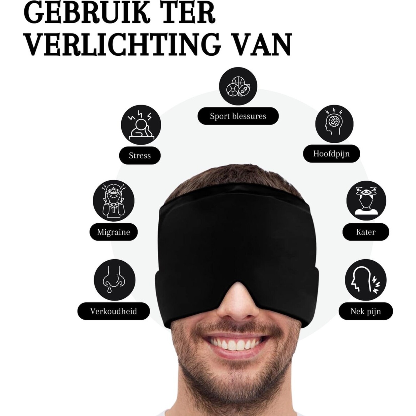 Migraine mask - Icepack - Heat and cold therapy - Black