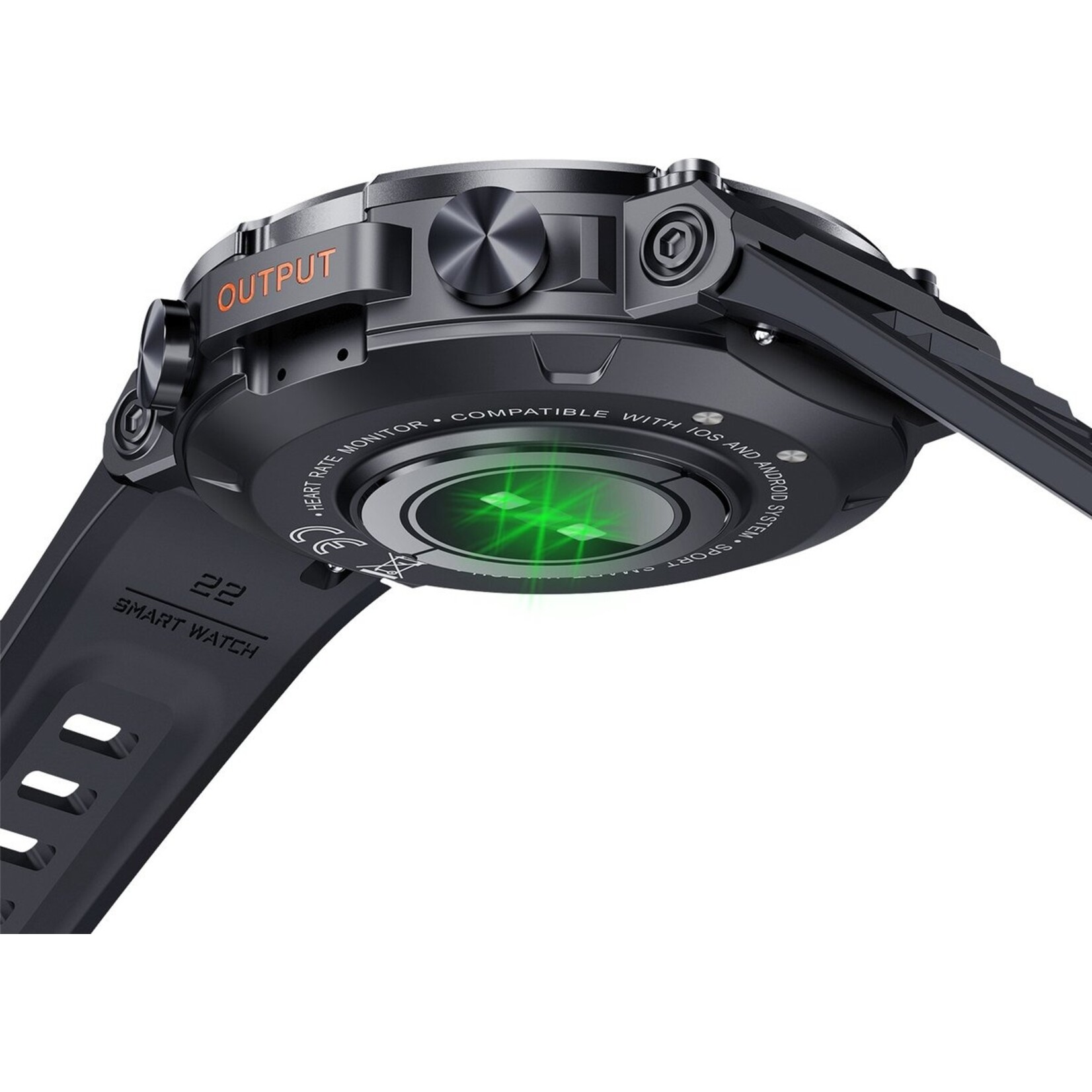 Parya Parya - Unbreakable - Indestructible Smartwatch - 47mm - Voor Dames en Heren - Stappenteller - Hartslagmeter - IOS en Android - Zwart