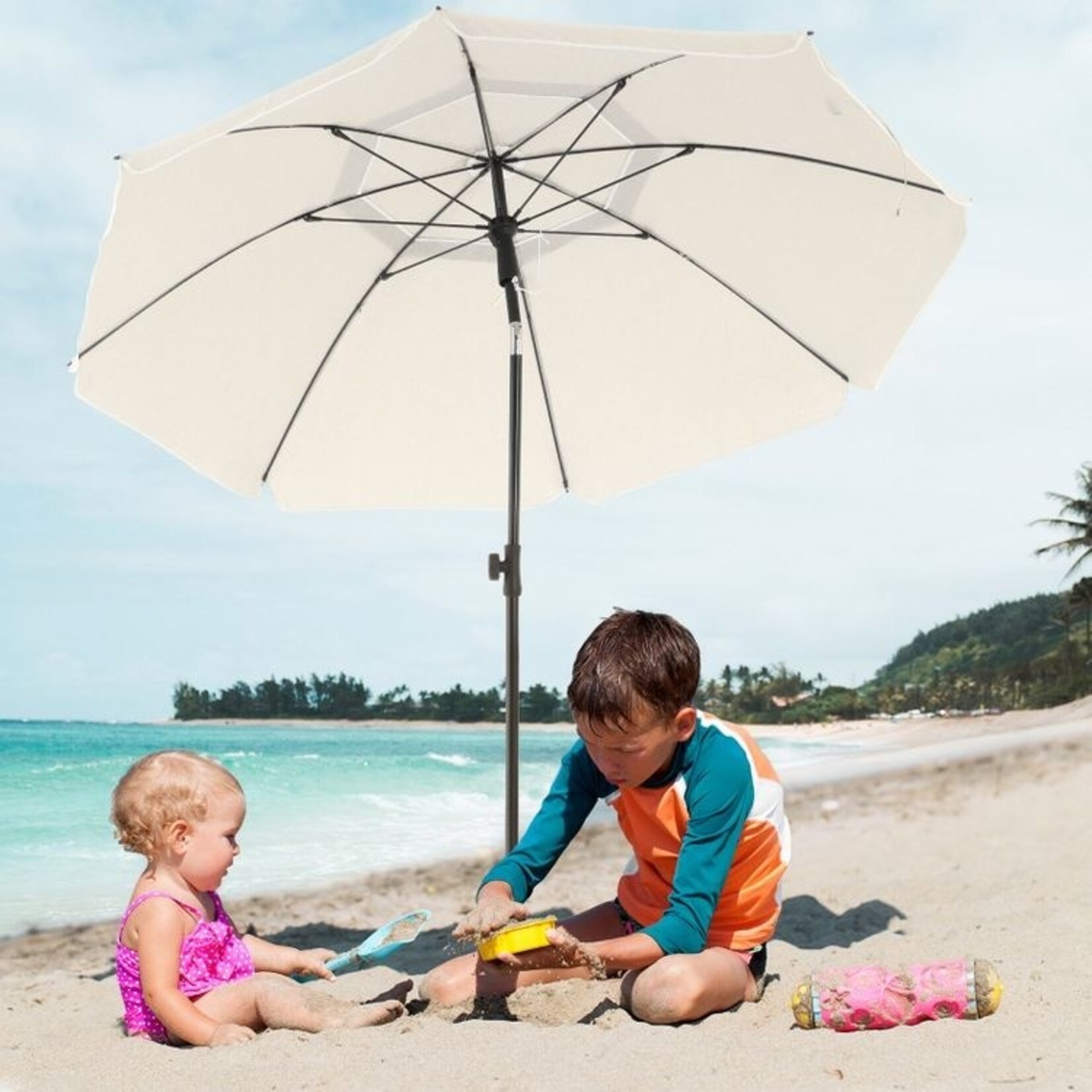 Parya Garden - Strandparasol,  160 cm - UPF 50+ - Blauw