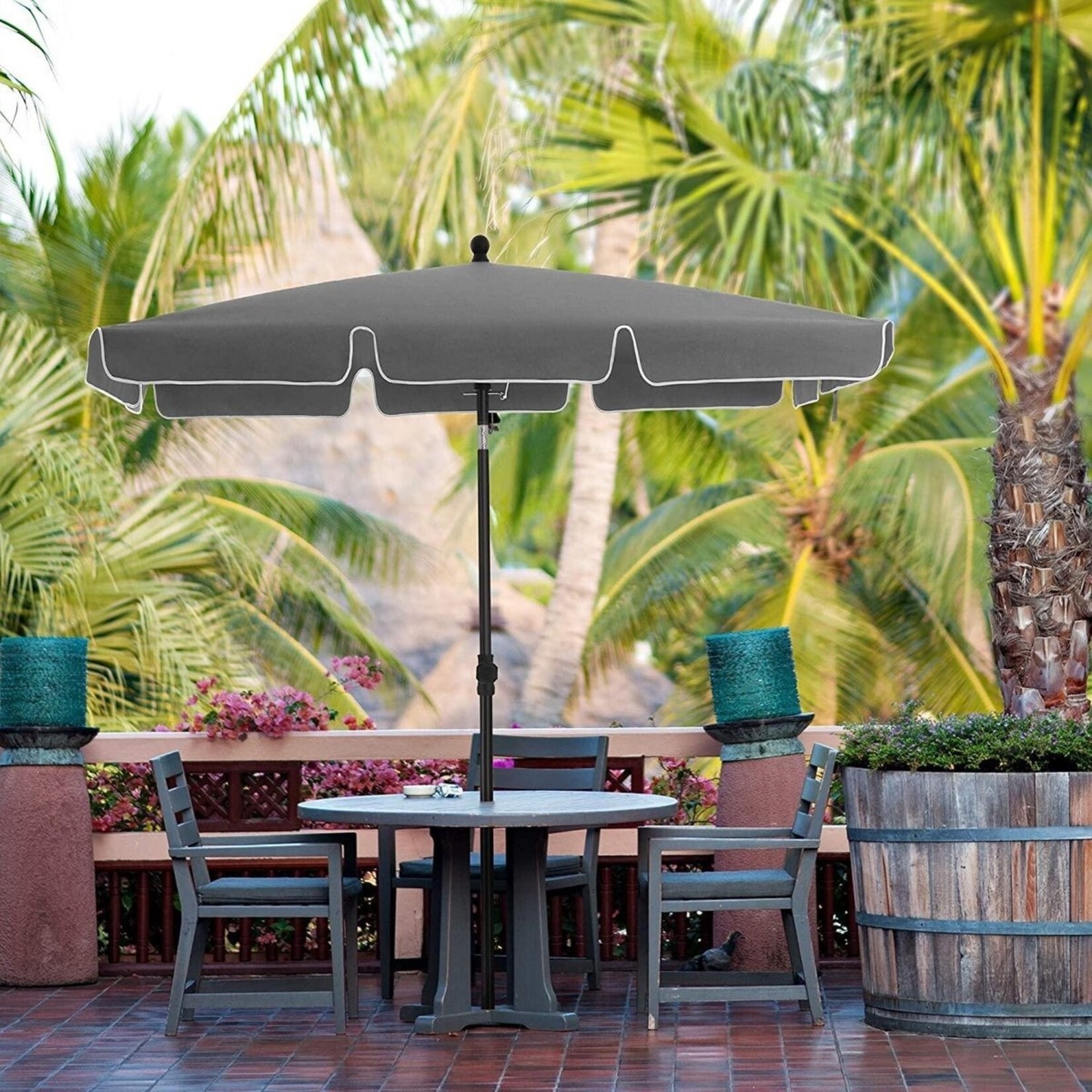 Balcony parasol - Rectangular - Tiltable - Grey - 180 x 125 cm