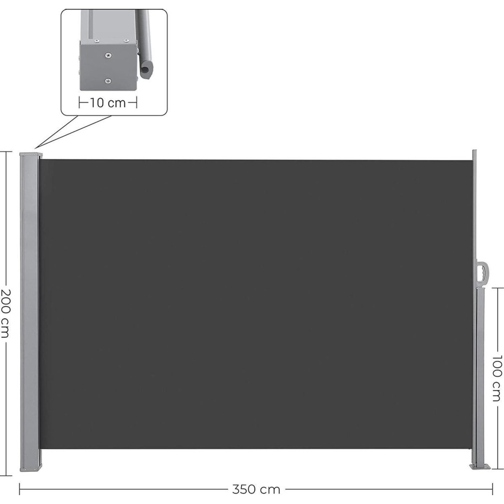 Songmics Windbreak - Terrace - Rollable - 200 x 350cm