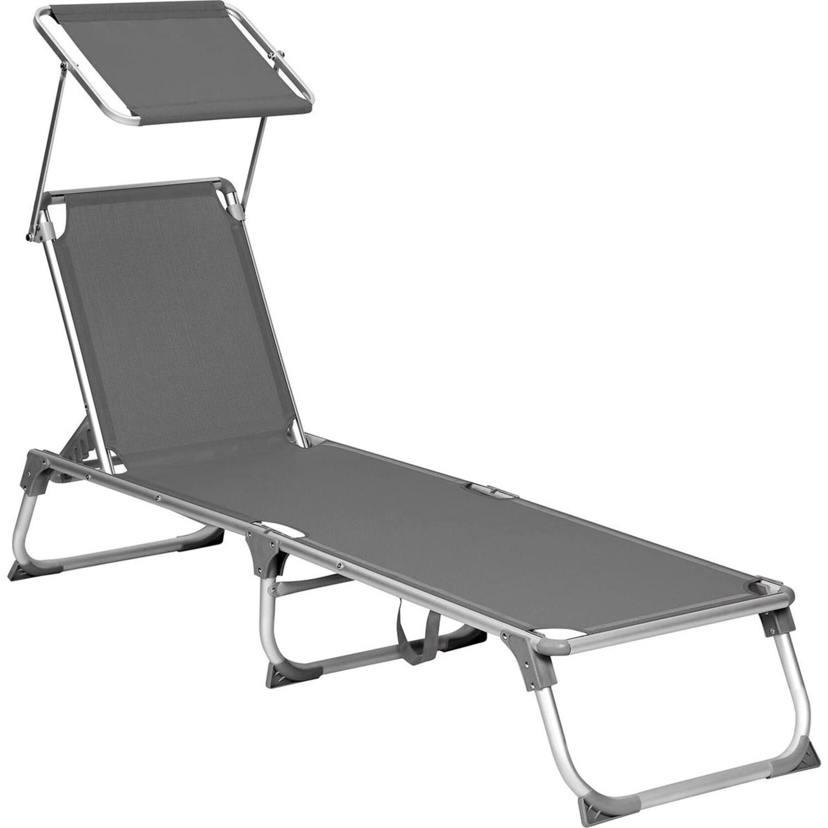 Lounger - folding - 55 x 193 x 31 cm - Gray