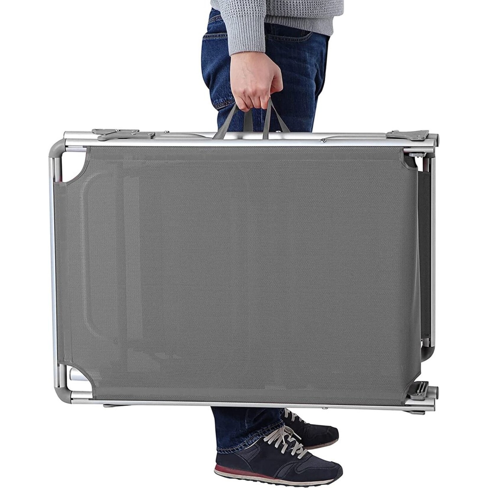 Ligstoel - opklapbaar - 55 x 193 x 31 cm - Grijs