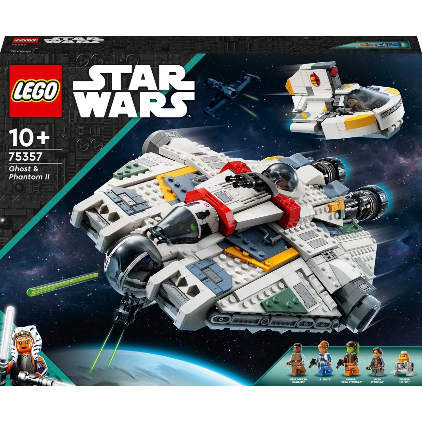 LEGO LEGO® Star Wars: Ahsoka Ghost and Phantom II 75357 build-and-play set with 2 buildable spaceships and 5 characters, including Jacen Syndulla™ and Chopper (C1-10P); gift idea for kids ages 10 and up (1394 parts)