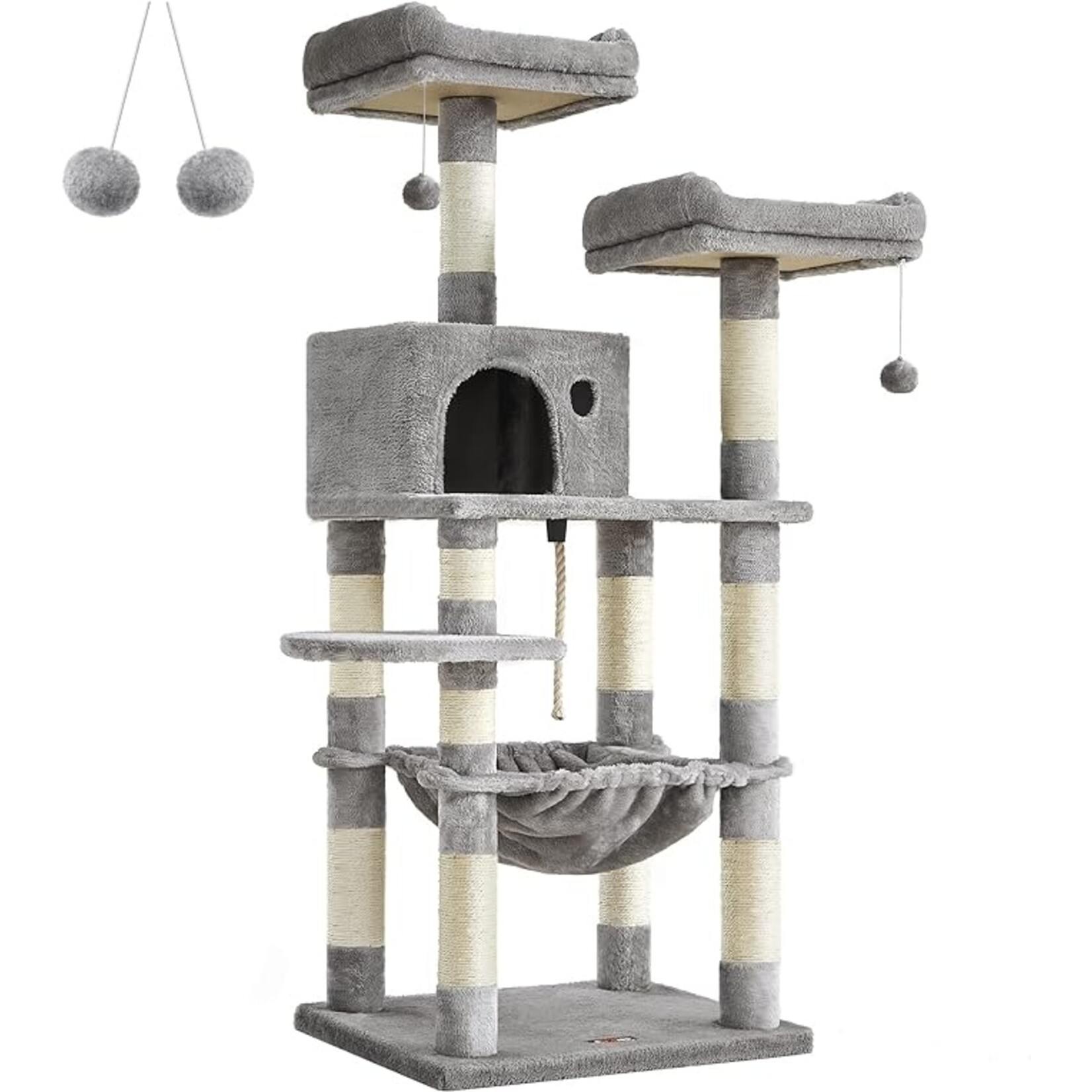 Bobbel Home Bobbel Home - cat tree - 143 cm - stable cat tree with cat house - Light gray