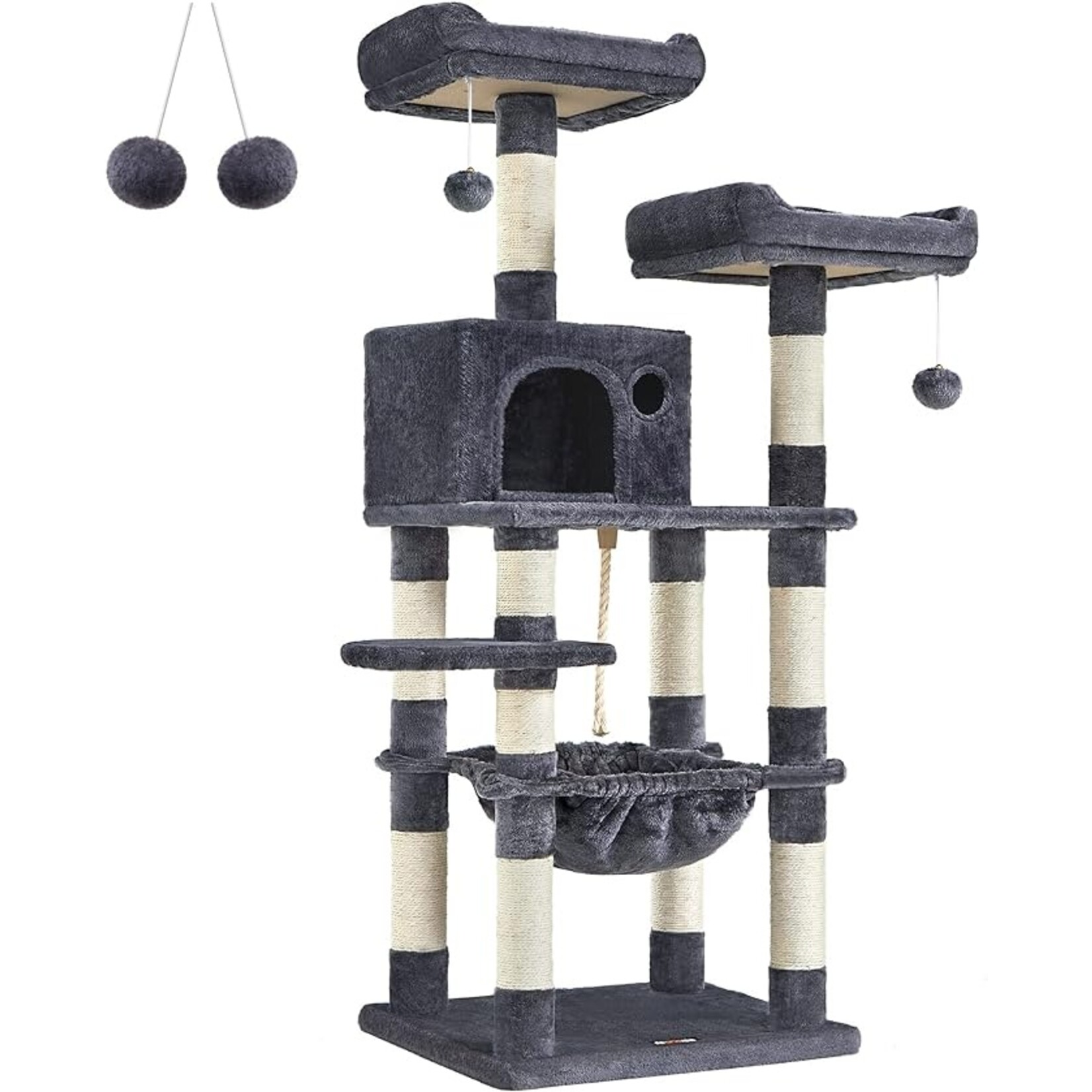 Bobbel Home Bobbel Home - cat tree - 143 cm - stable cat tree with cat house - smoke gray