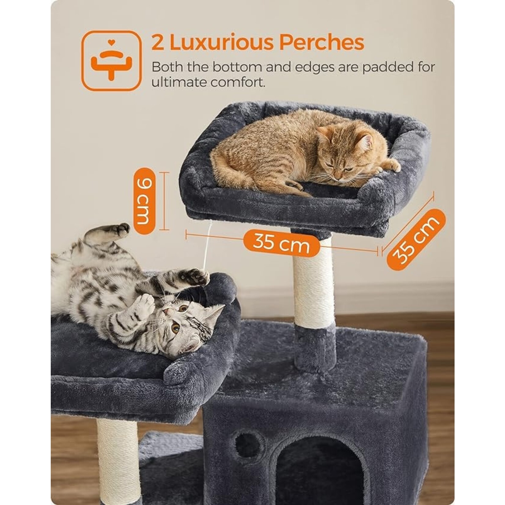 Bobbel Home Bobbel Home - cat tree - 143 cm - stable cat tree with cat house - smoke gray