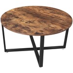 Parya Home Parya Home - Round Coffee Table - Salon Table - Iron Frame - Vintage - Dark Brown