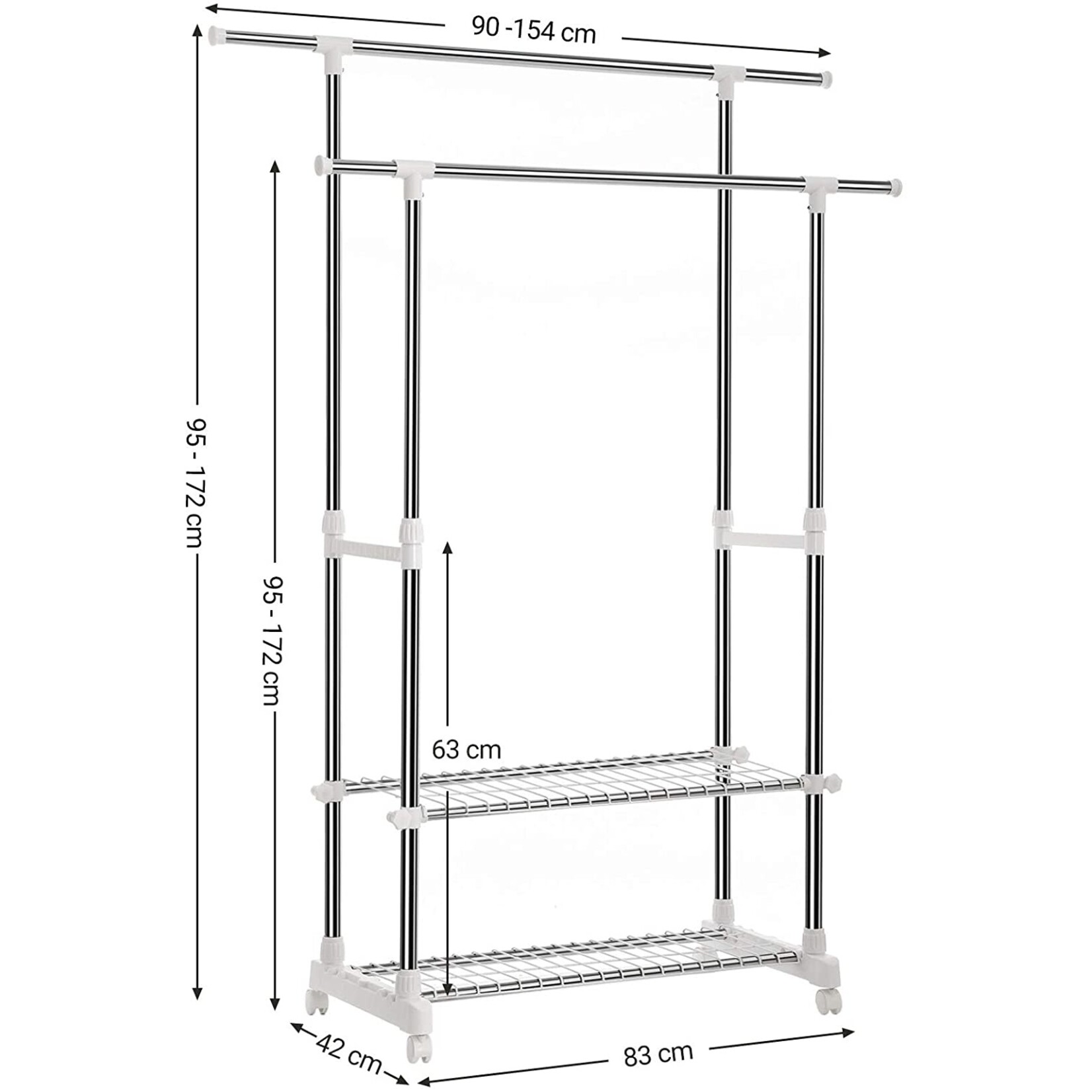 Parya Home Parya Home - Two-piece Clothes Rack - Extendable - Iron Tubes - Gray