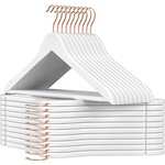Set van 20 Massief Houten KledingHanger  Wit / Rose Goud