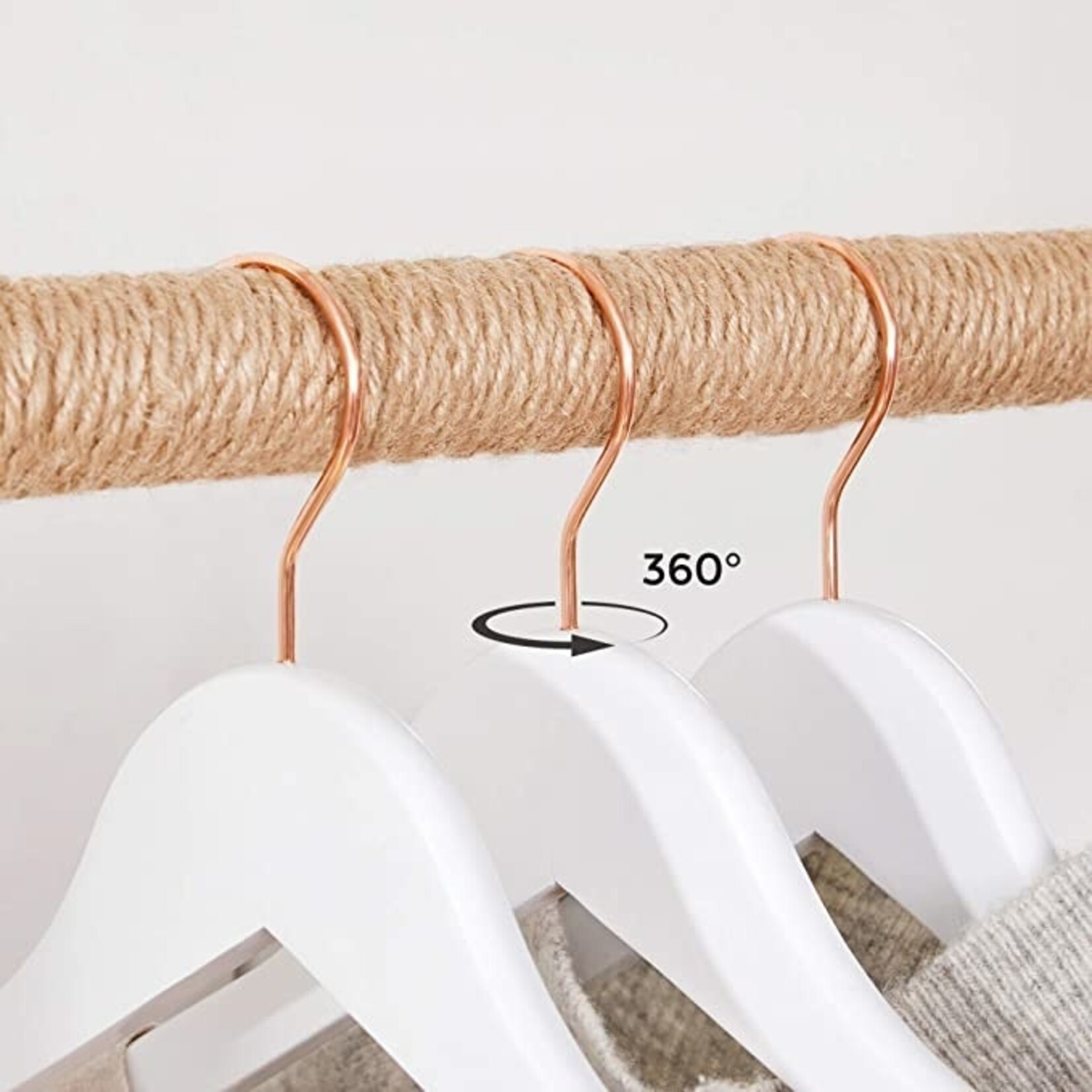 Set van 20 Massief Houten Hangers Wit / Rose Goud