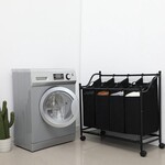 XL Rolling Laundry Sorter – 4 Removable Bags – Large Mobile Hamper Basket – 87.5 x 38.5 x 81 cm – Color: Black