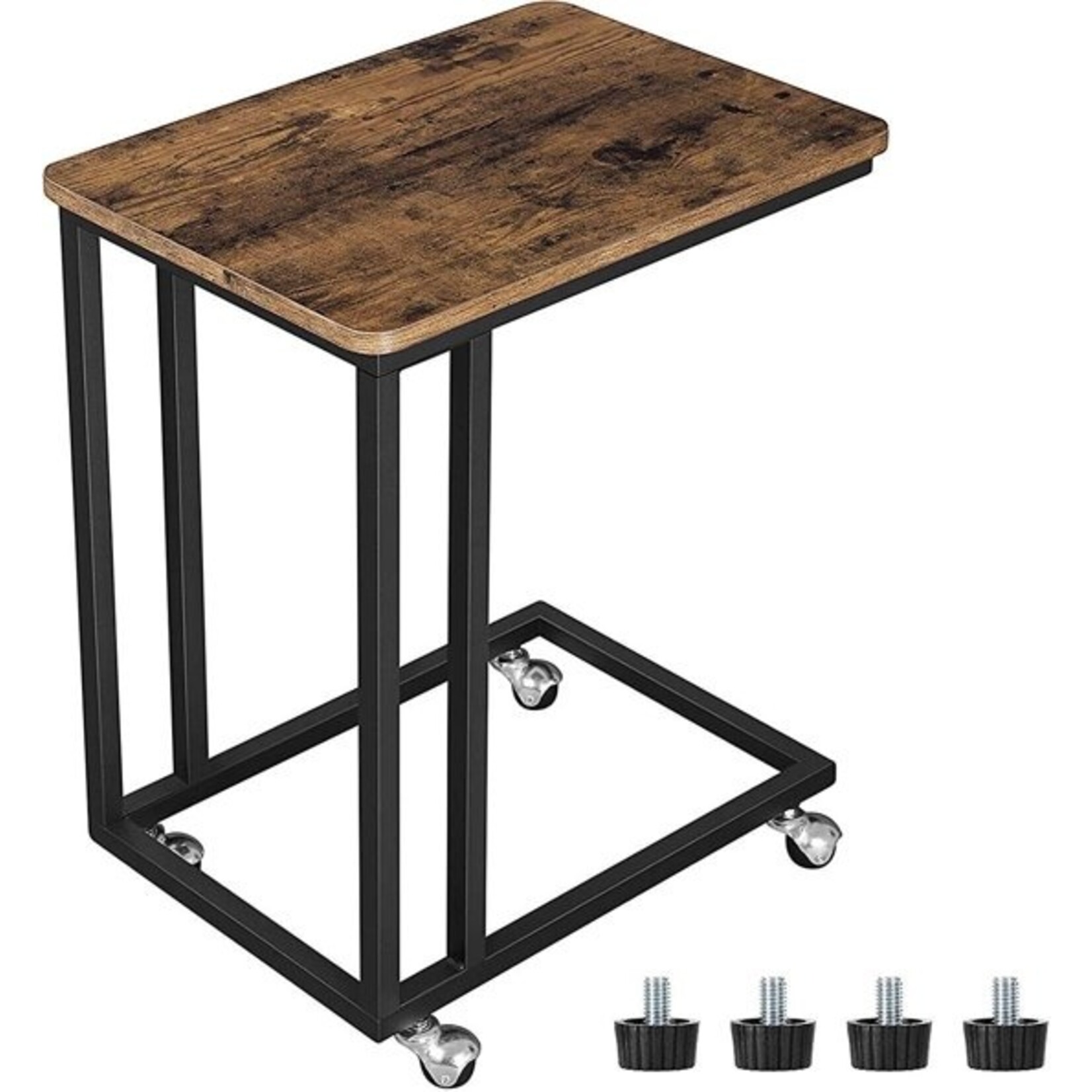 Parya - Bijzettafel Op Wieltjes - 50x35x60 cm - Zwart