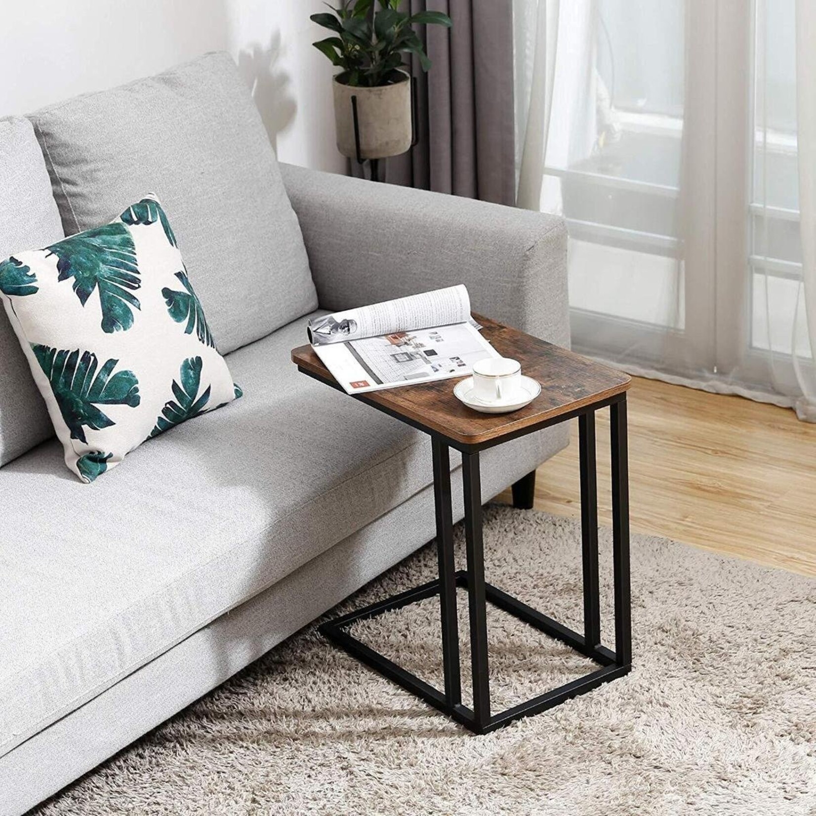 Parya - Side Table On Wheels -  50x35x60 cm- Black