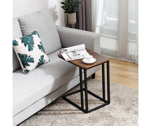 PADMA HOUSE Ronde salontafels voor woonkamer, 2 niveaus massief houten salontafel met opslag, cirkel salontafel met zwarte metalen poten, eenvoudige