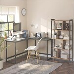 Parya Home Hoekbureau, L-vormig computerbureau met beweegbare monitorbevestiging