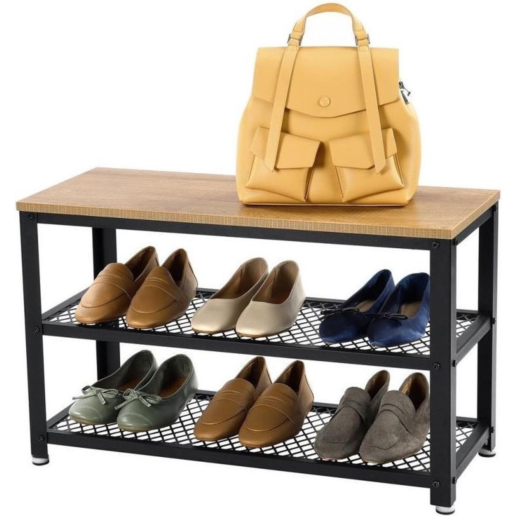 Parya Home - Shoenenrek - Hout & Metaal - Zwart