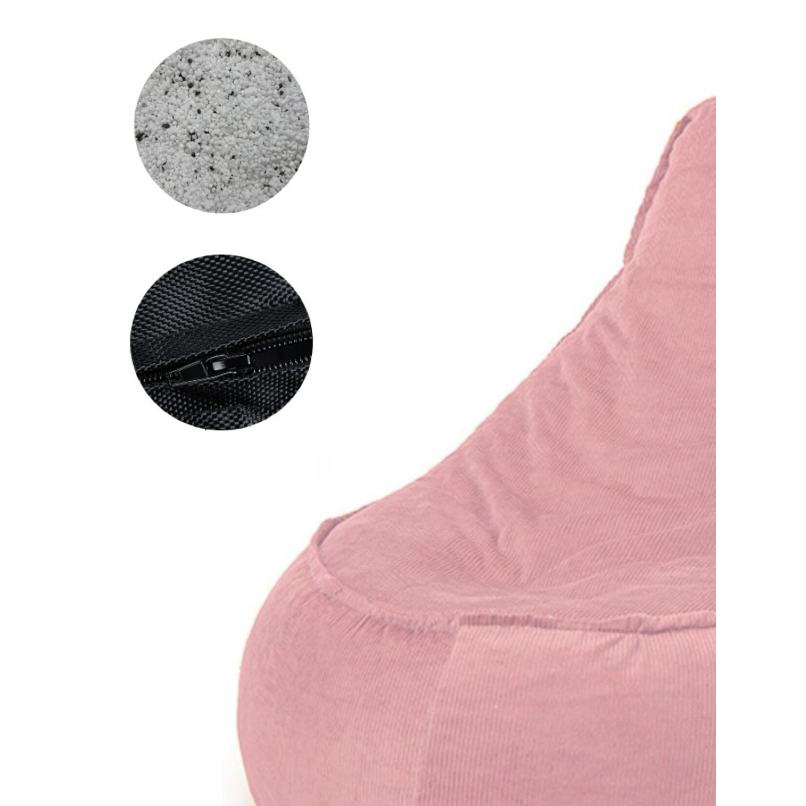 Bobbel Home Bobbel Home - Beanbag Chair Shape - Santiago - Rib Fabric - Seat Chair - Junior - 100 liters - Curduroy - For Indoor - Pink - Copy