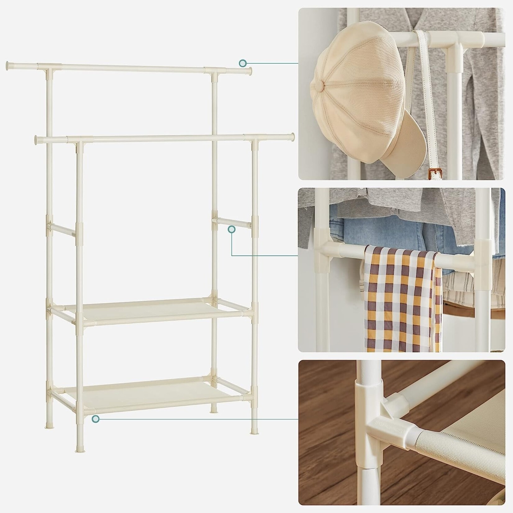 Bobbel Home Bobbel Home - Kledingrek - Belastbaar tot 70 kg - wit