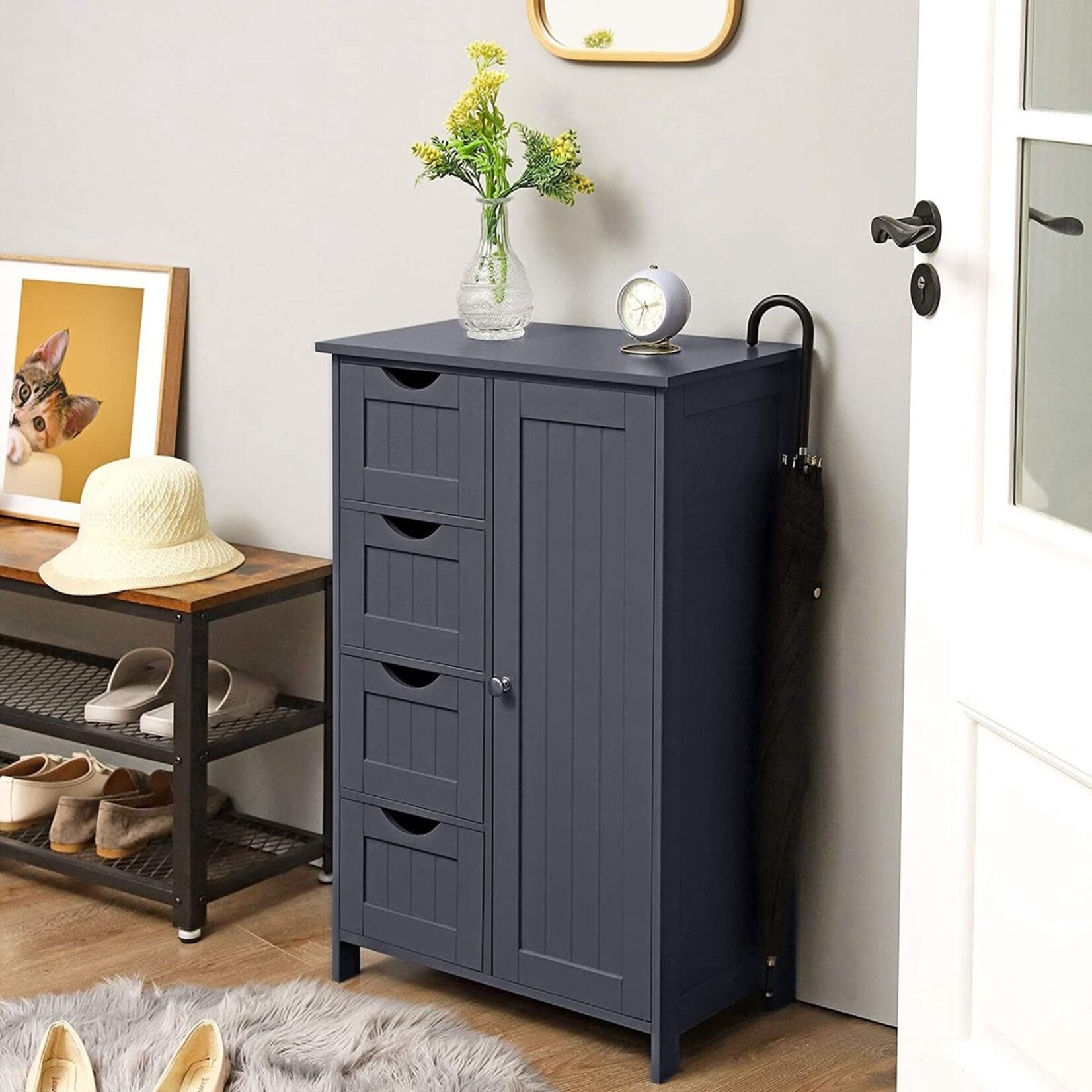 Bobbel Home Bobbel Home Bathroom Cabinet - 4 Drawers - MDF - Grey