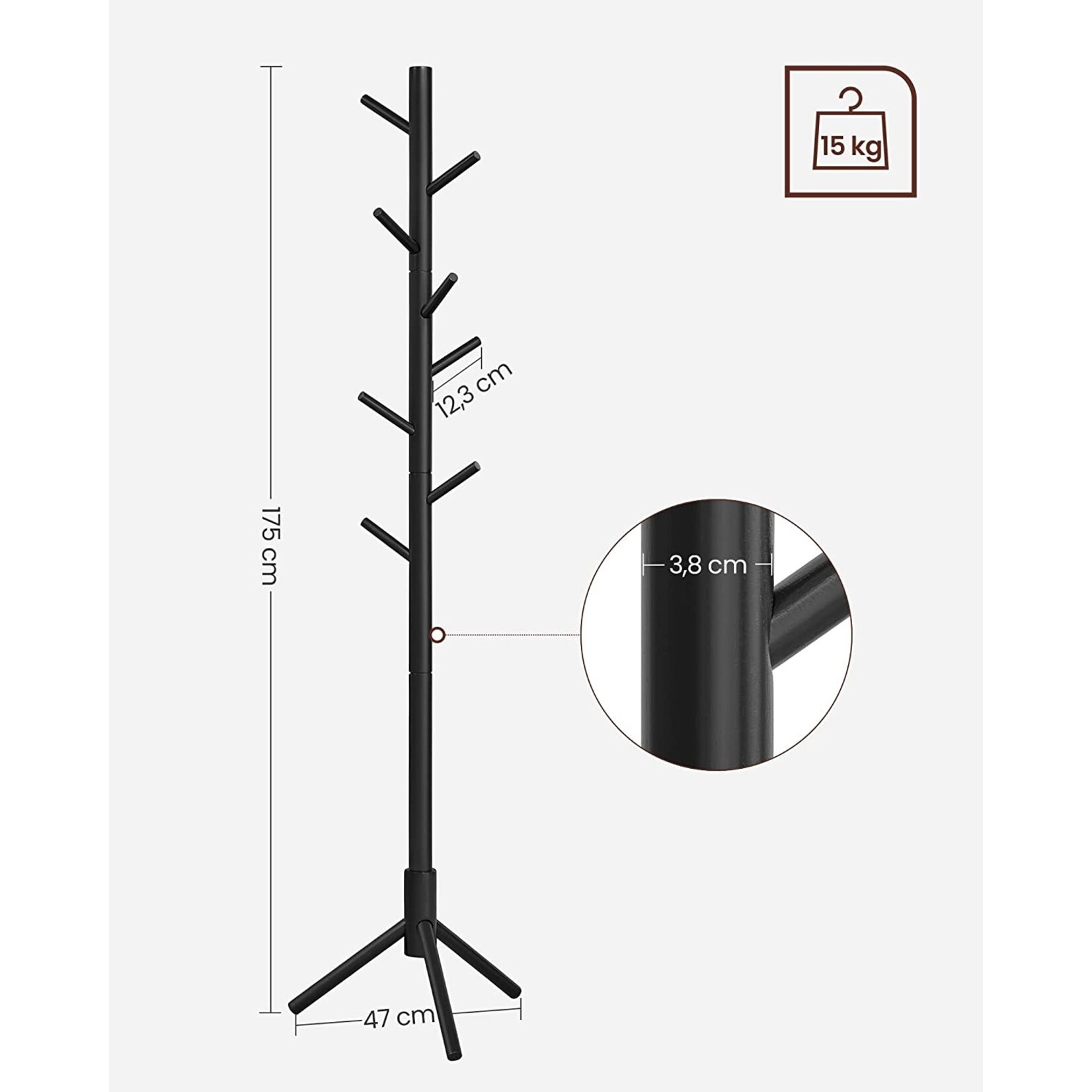 Parya Home coat rack - 8 hooks - black