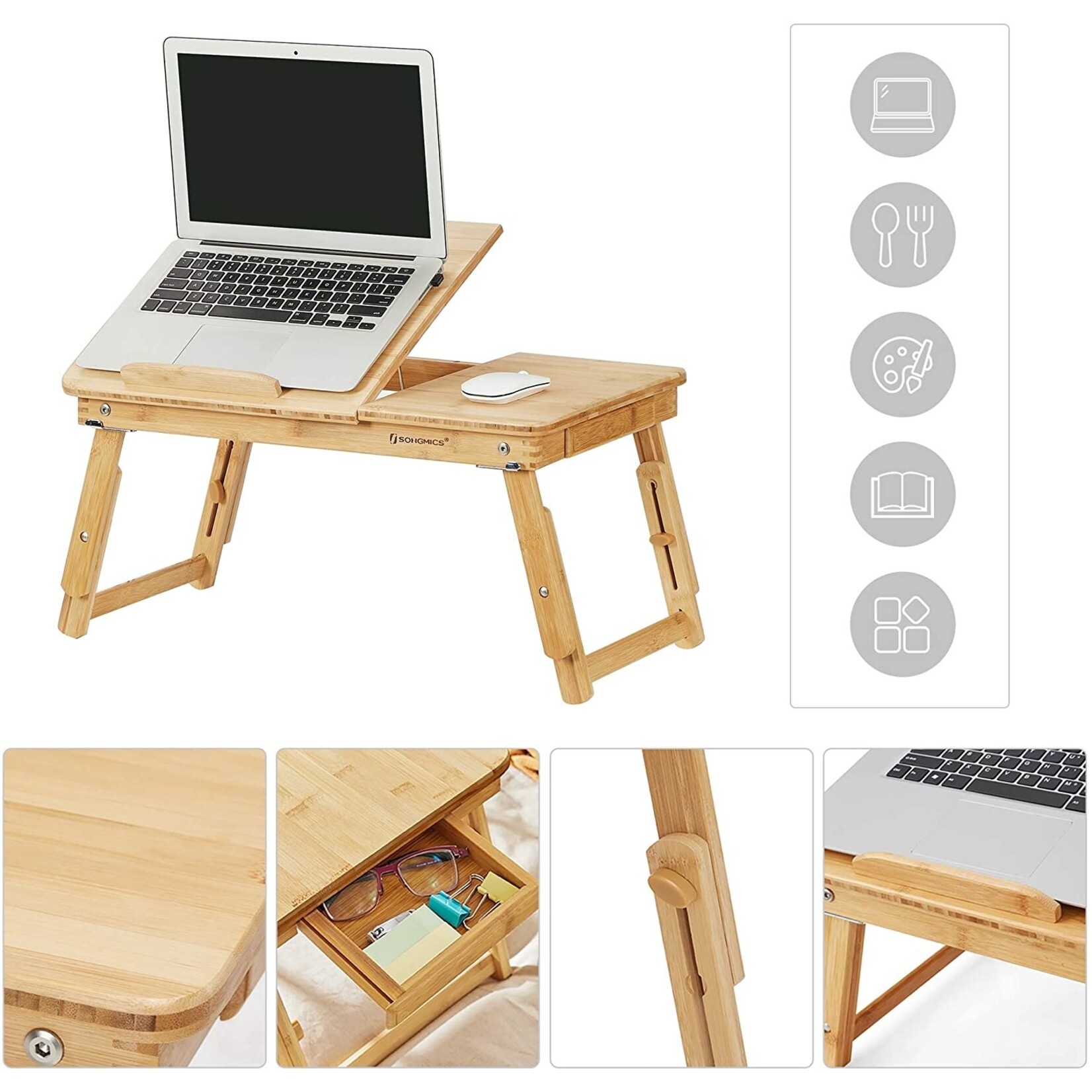 Parya Home Parya Home - Houten Laptoptafel - Bamboe - Bruin