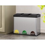 Parya Home Parya Home - Dustbin - With inner bucket - 3 compartments - 3x 15L - Silver