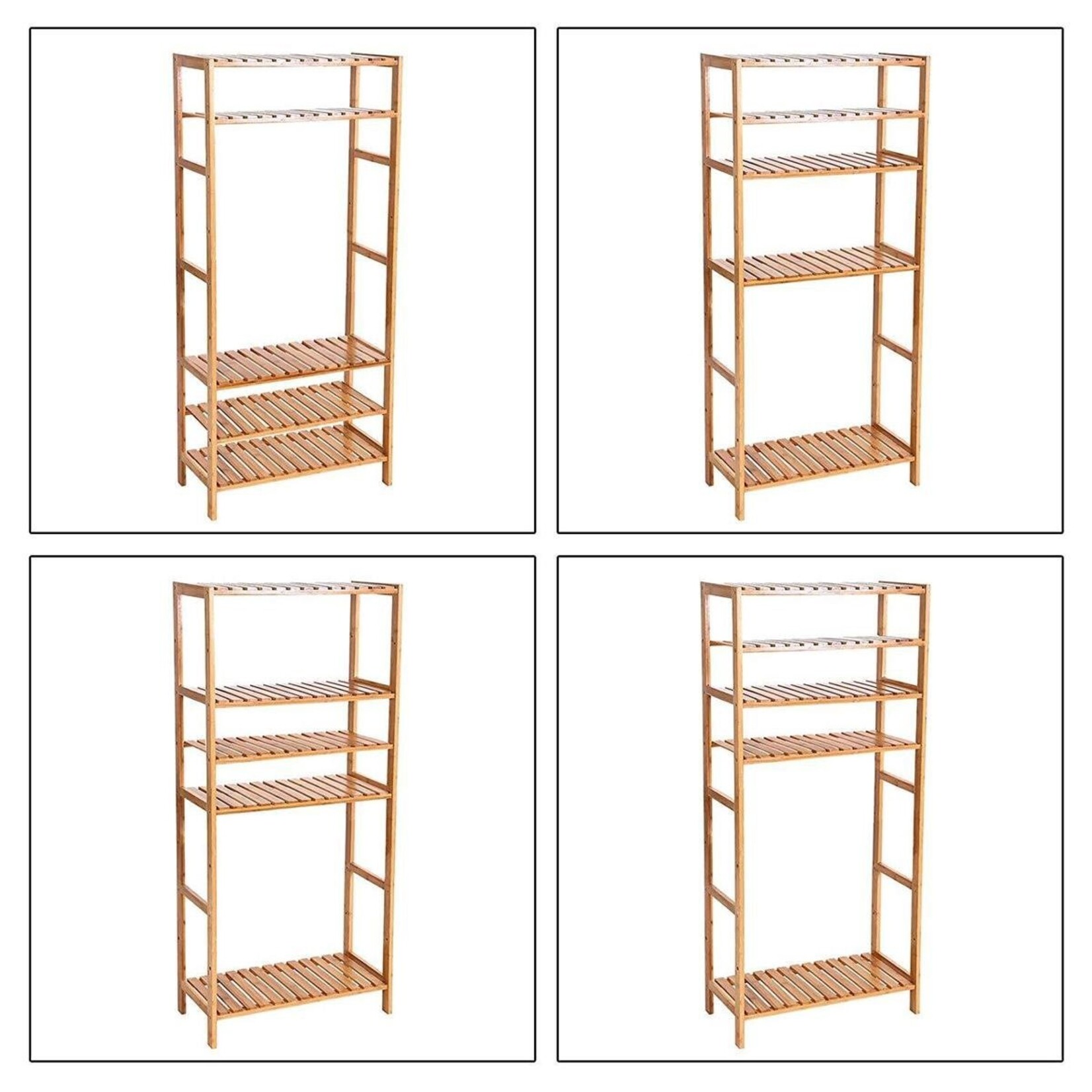 Parya Home Songmics - Bathroom Rack - Bamboo - 5 Shelves