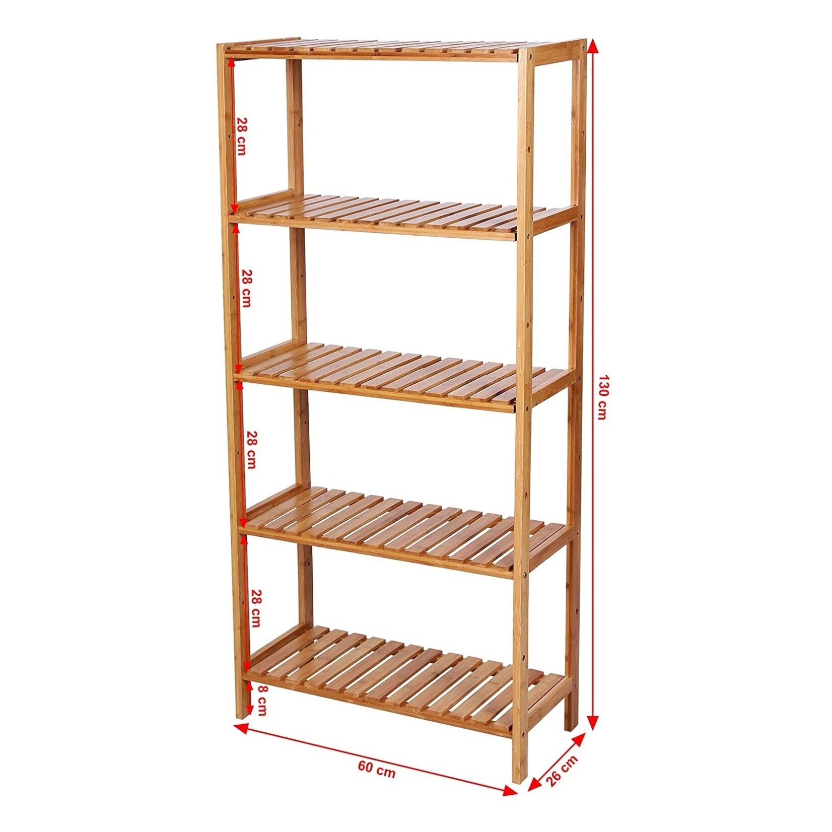 Parya Home Songmics - Bathroom Rack - Bamboo - 5 Shelves