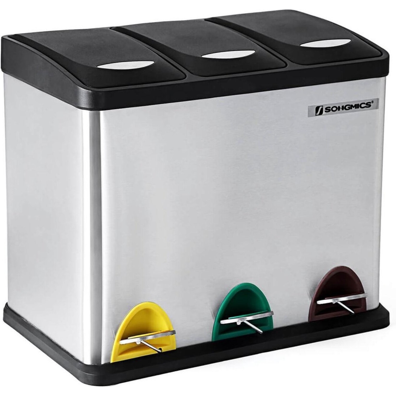 Parya Home Parya Home garbage can waste garbage can with inner bucket waste separation systems pedal bin stainless steel (24 liters 3x8L)