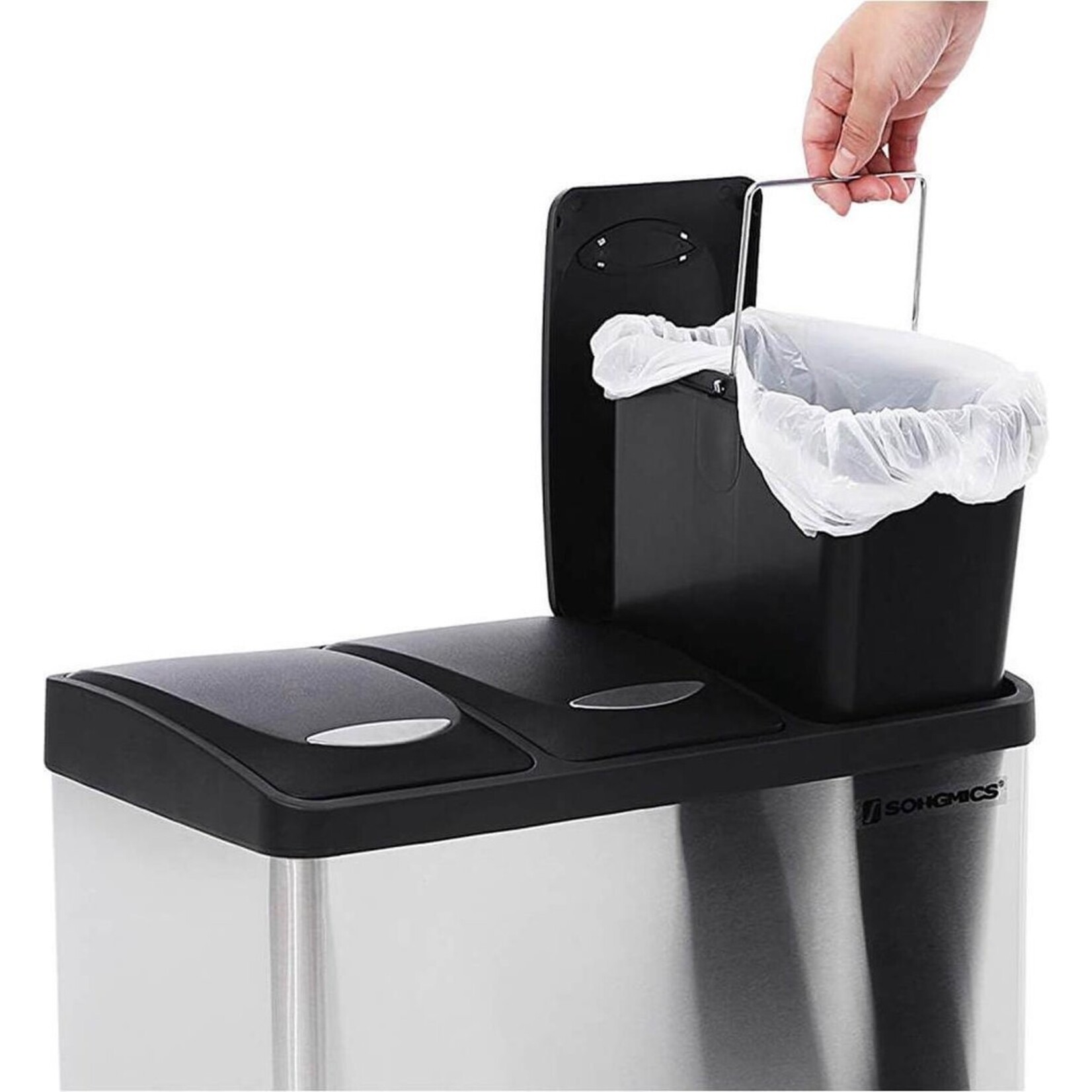 Parya Home Parya Home garbage can waste garbage can with inner bucket waste separation systems pedal bin stainless steel (24 liters 3x8L)