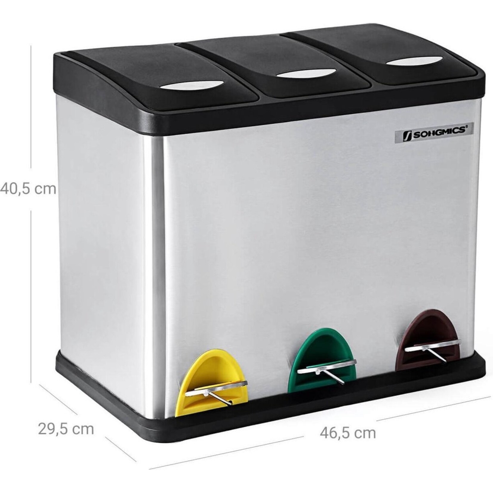 Parya Home Parya Home vuilnisbak afvalbak met binnenemmer afvalscheidingssystemen pedaalemmer RVS (24 liter 3x8L)