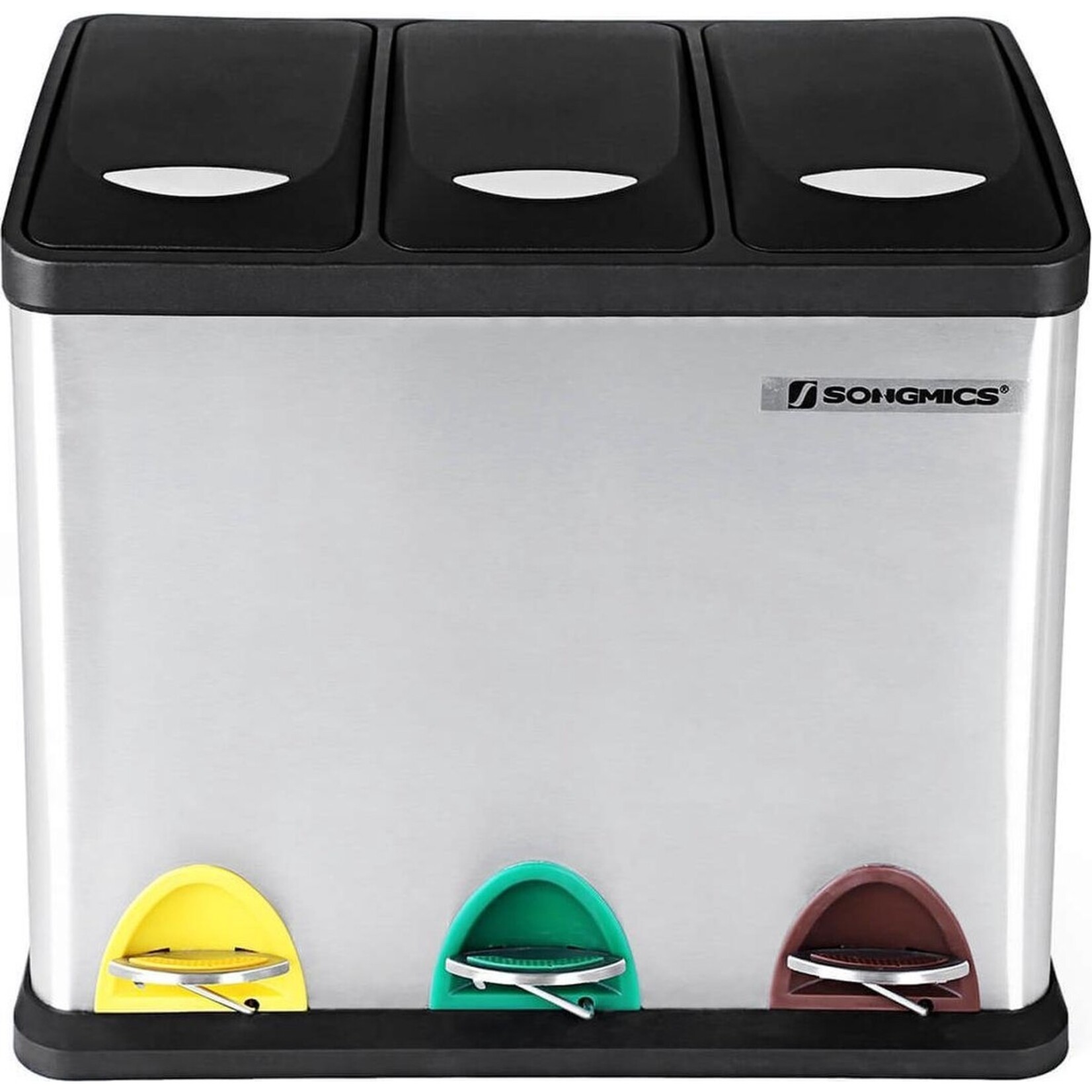 Parya Home Parya Home vuilnisbak afvalbak met binnenemmer afvalscheidingssystemen pedaalemmer RVS (24 liter 3x8L)