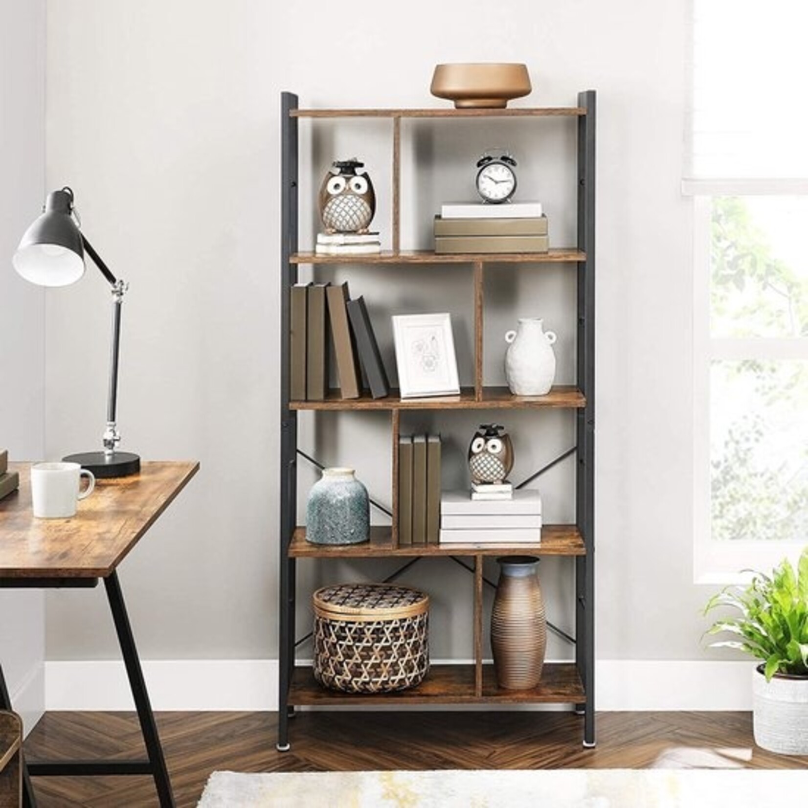 Bobbel Home Boekenkast Met 5 Niveaus - 127,5CM Archiefkast - Kast - Boekenkasten Industrieel