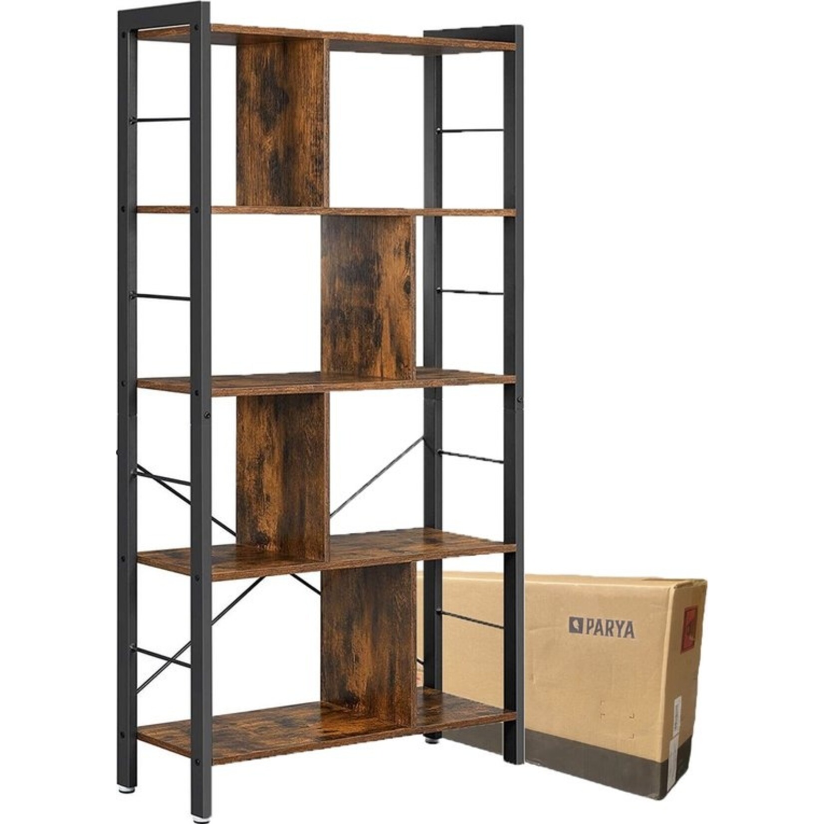 Bobbel Home Boekenkast Met 5 Niveaus - 127,5CM Archiefkast - Kast - Boekenkasten Industrieel