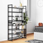 Parya Home - Schoenenrek met 8 roosters - Metaal - Zwart