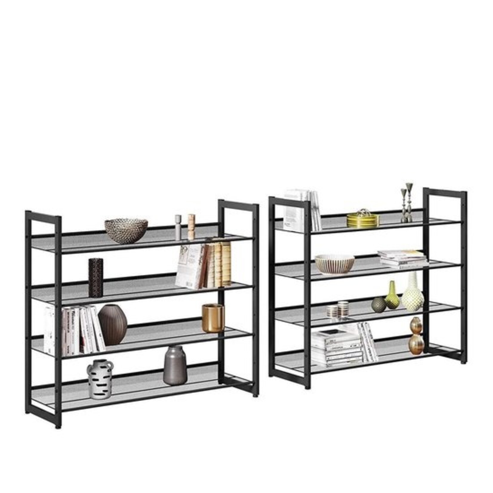 Shoe rack with 8 grids - Metal - Black