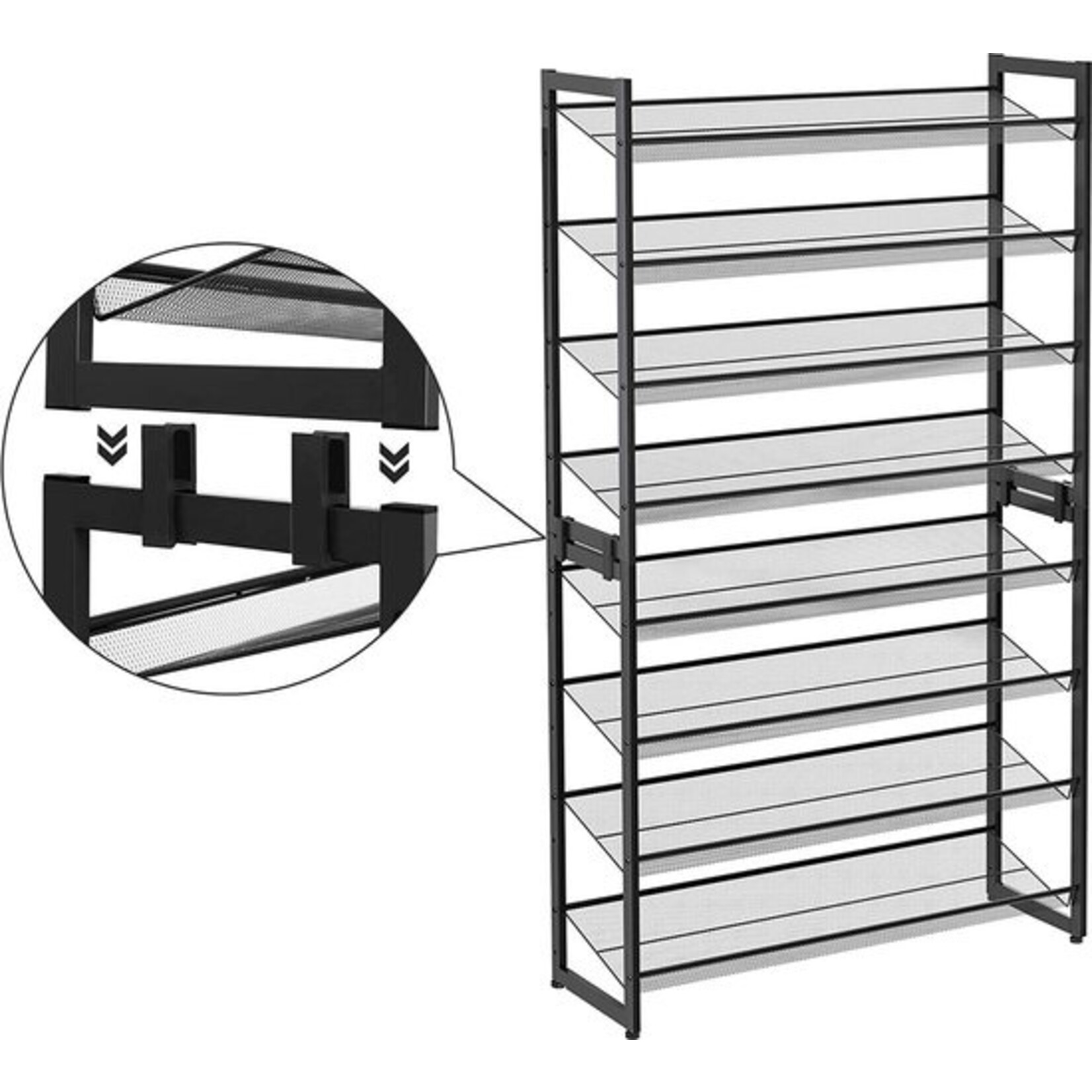 Shoe rack with 8 grids - Metal - Black