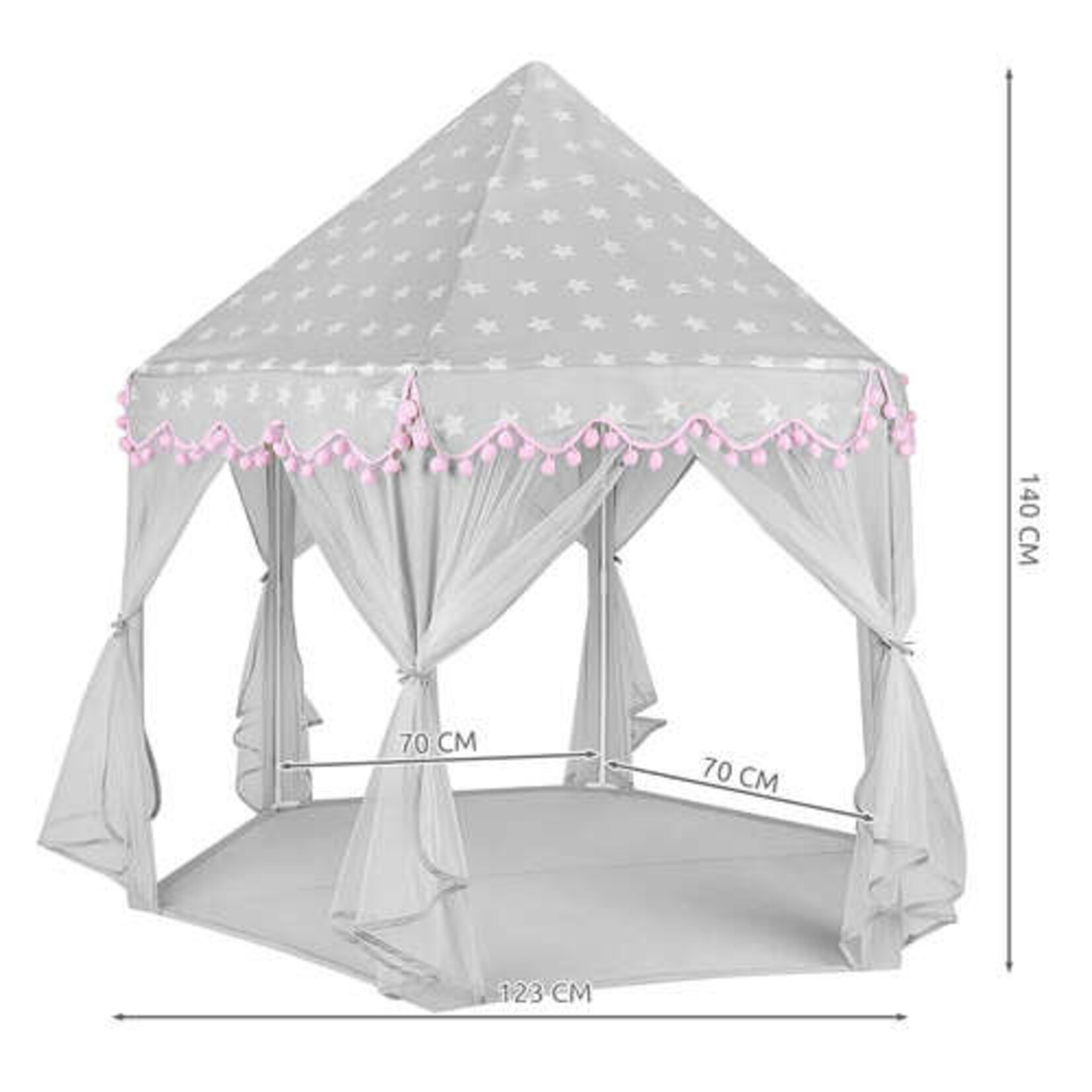 Bobbel Home Bobbel Home - Speeltent voor Kinderen - Speelhuisje - Partytent voor kinderen - Speel kasteel -Met Bodem - 123x123x140cm - Grijs