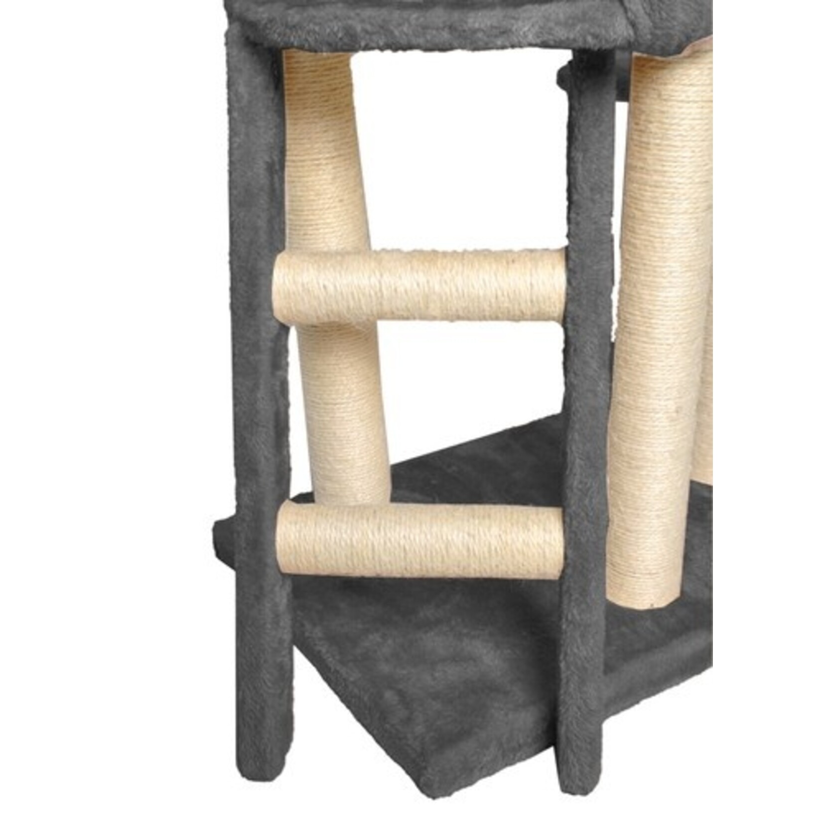 Bobbel Home Bobbel Home Krabpaal 138 cm – voor katten - 2 knuffelige uitkijkplatforms - grijs