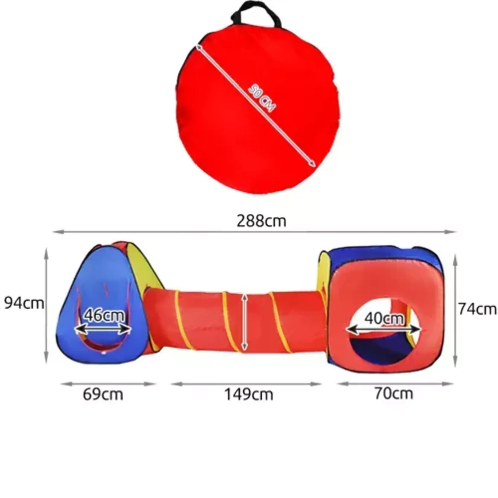 Bobbel Home Bobbel Home 3 in 1 Speeltent voor Kinderen - Speelhuisje met Tipi - Speeltunnel - Kruiptunnel - Kindertent met Bodem