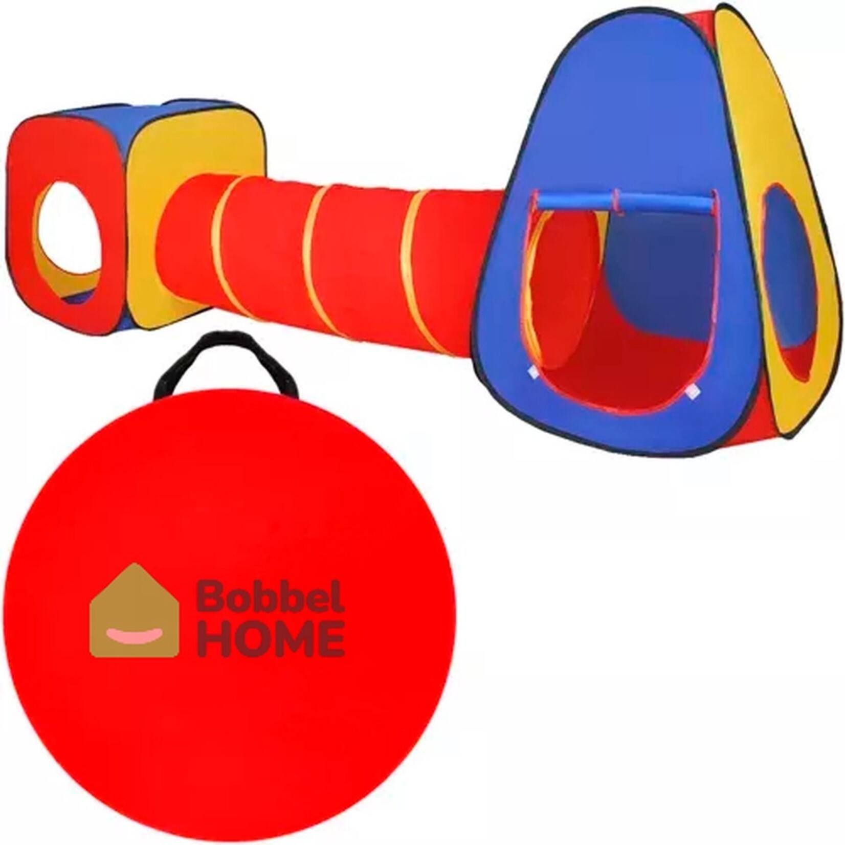 Bobbel Home Bobbel Home 3 in 1 Speeltent voor Kinderen - Speelhuisje met Tipi - Speeltunnel - Kruiptunnel - Kindertent met Bodem