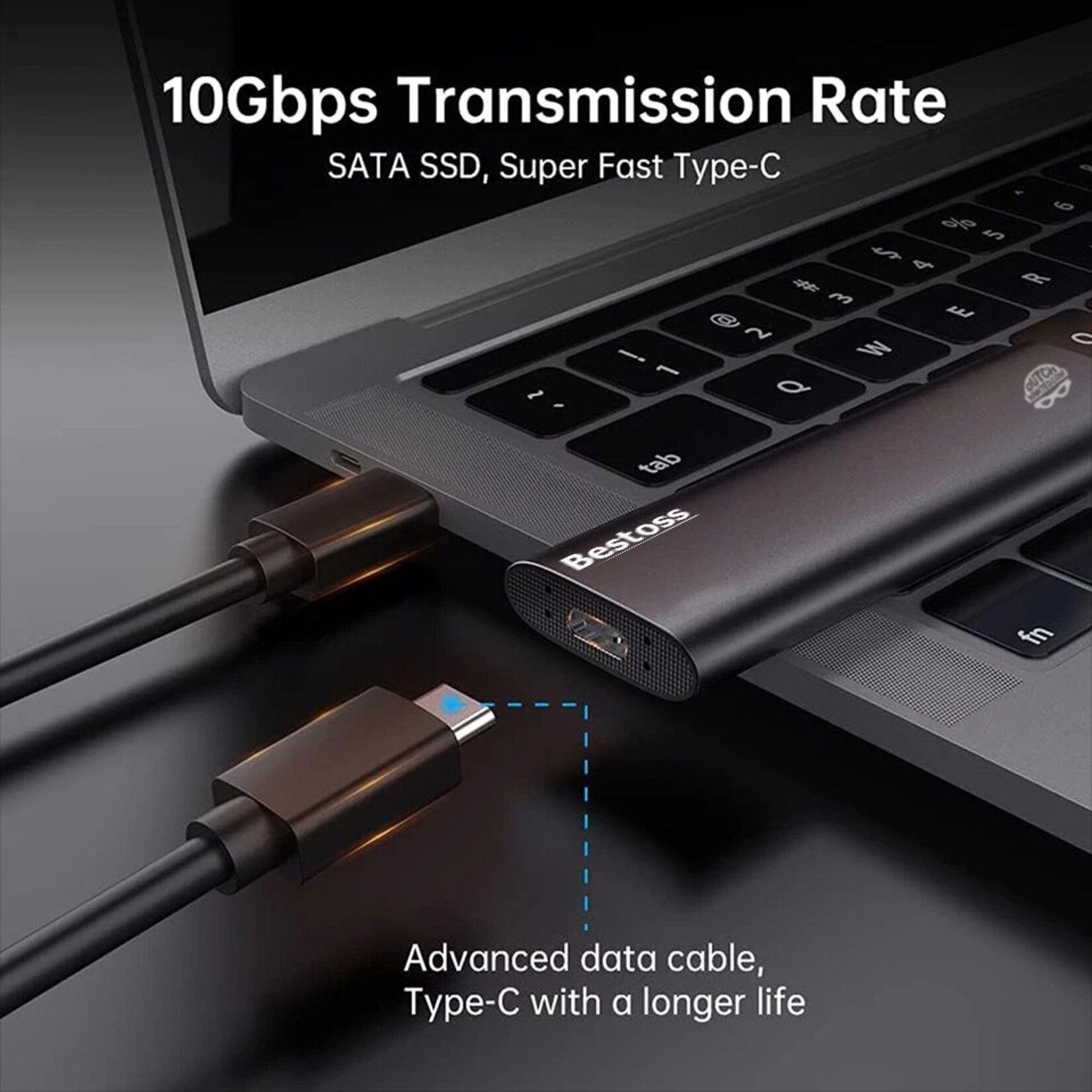 Dutch Wanted Dutch Wanted Bestoss Gen 2 Portable SSD External Hard Drive - Fast writing speed of 450mb p/s - 256GB of Solid State Storage - Plug and play - Portable storage - External PC or laptop storage - USB 3.2 - Hard drive expansion