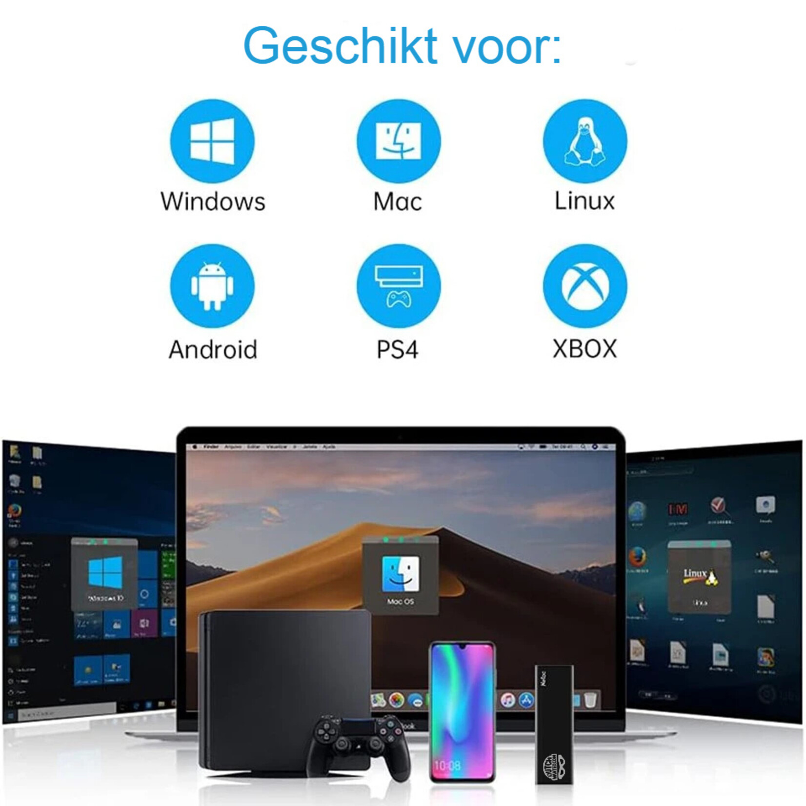 Dutch Wanted Dutch Wanted Bestoss Gen 2 Portable SSD External Hard Drive - Fast writing speed of 450mb p/s - 512GB of Solid State Storage - Plug and play - Portable storage - Storage external PC or laptop - USB 3.2 - Hard drive expansion