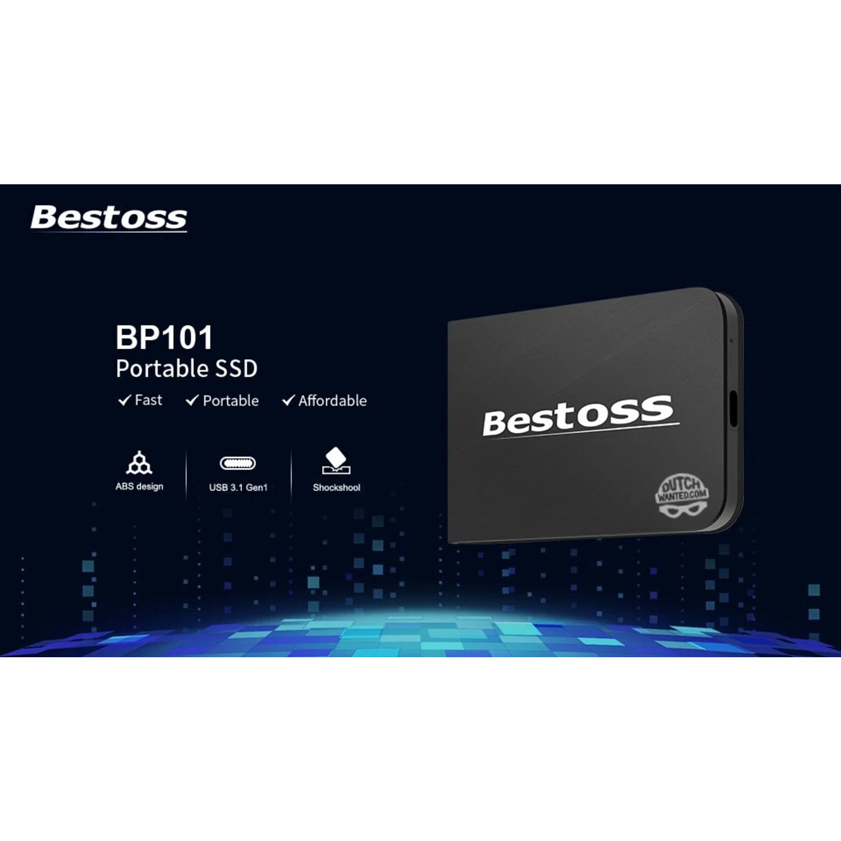 Dutch Wanted Dutch Wanted Bestoss Gen 1 Portable SSD External Hard Drive - Fast writing speed of 450mb p/s - 256GB of Solid State Storage - Plug and play - Portable storage - External PC or laptop storage - USB 3.2 - Hard drive expansion