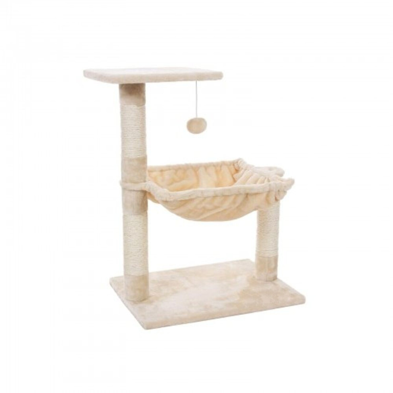 Bobbel Home Bobbel Home - Stabiele kattenboom met pluche hangmat - krabpaal met ligbed - 70 cm beige