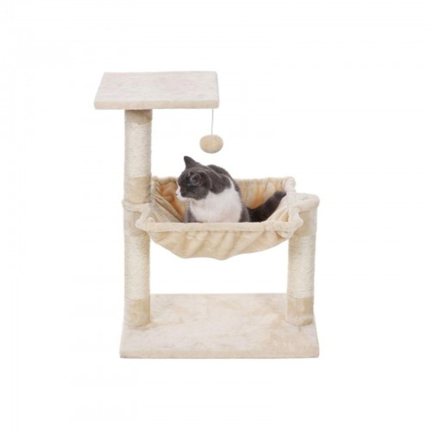 Bobbel Home Bobbel Home - Stabiele kattenboom met pluche hangmat - krabpaal met ligbed - 70 cm beige